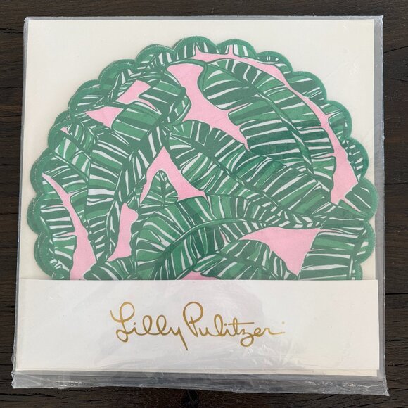 Lilly Pulitzer Printed Scallop Edge Placemats Set of 4 Conch Pink New Unopened - Picture 1 of 3